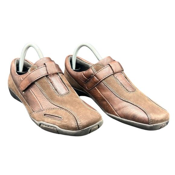 🤎 Naturalizer “Carlo” Brown Leather Comfort Sneakers sz 8.5N Narrow hook loop - Picture 1 of 5
